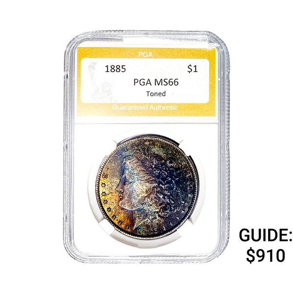 1885 Morgan Silver Dollar PGA MS66 Toner