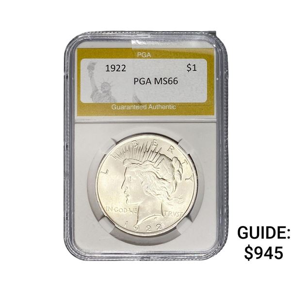 1922 Silver Peace Dollar PGA MS66