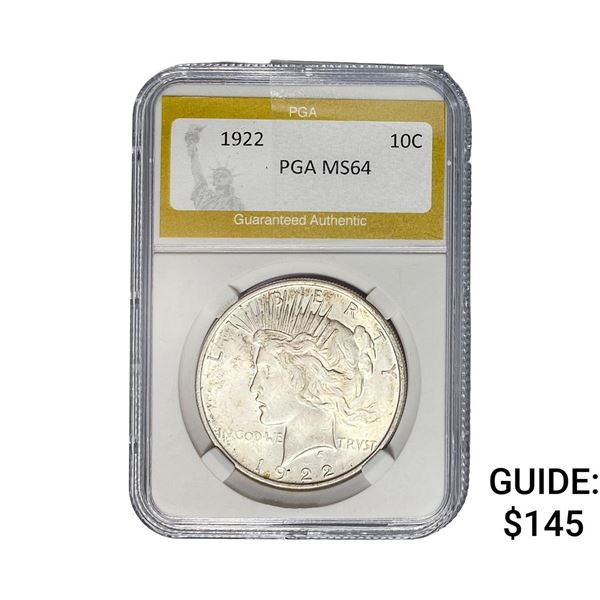 1922 Silver Peace Dollar PGA MS64