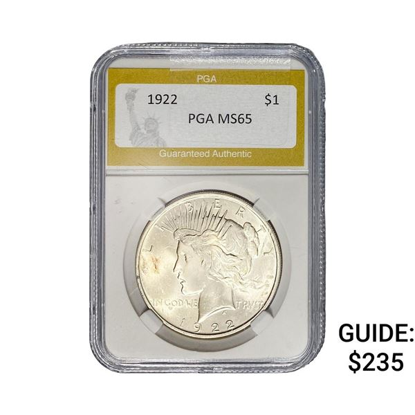 1922 Silver Peace Dollar PGA MS65