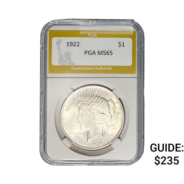 1922 Silver Peace Dollar PGA MS65