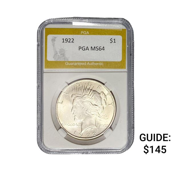 1922 Silver Peace Dollar PGA MS64