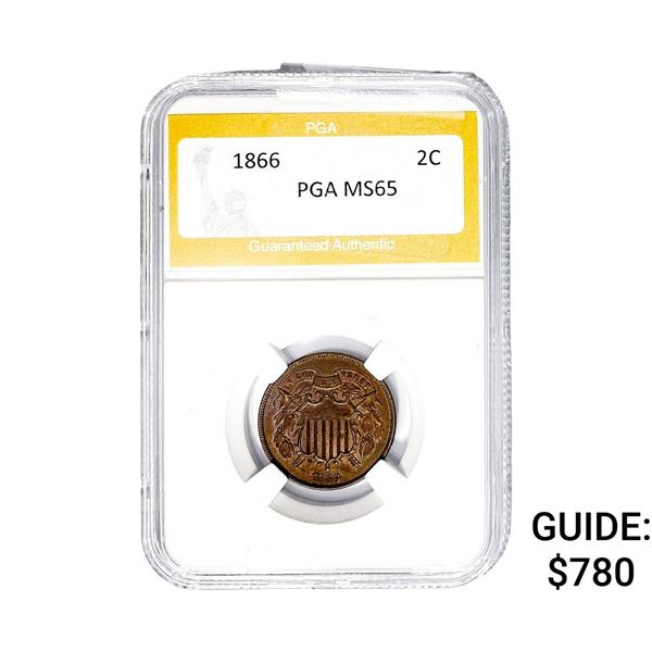 1866 Two Cent Piece PGA MS65