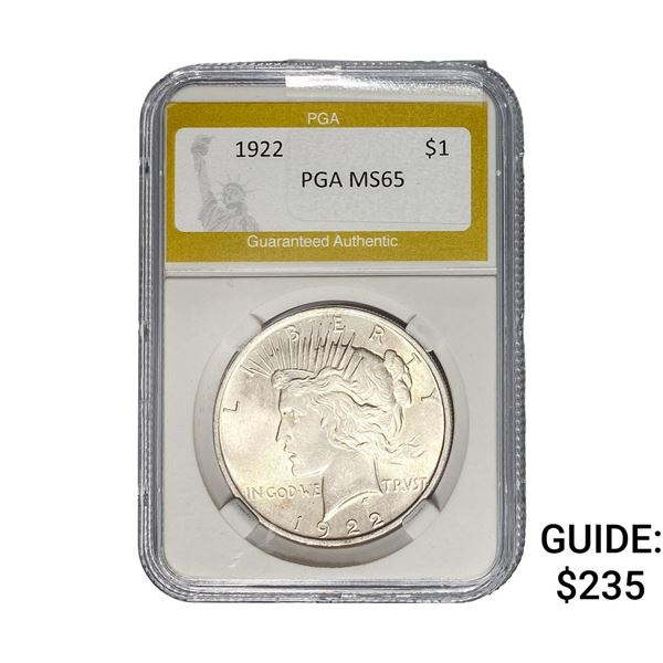 1922 Silver Peace Dollar PGA MS65