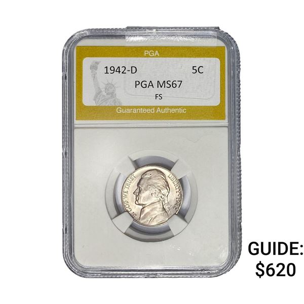 1942-D Jefferson Nickel PGA MS67 FS