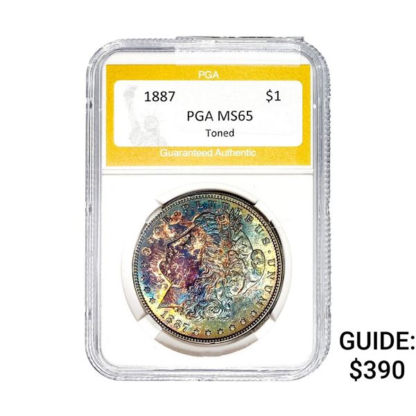 1887 Morgan Silver Dollar PGA MS65 Toned