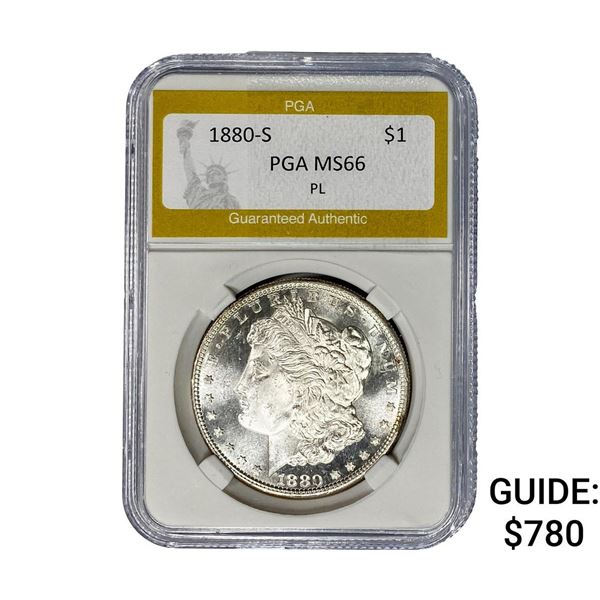 1880-S Morgan Silver Dollar PGA MS66 PL