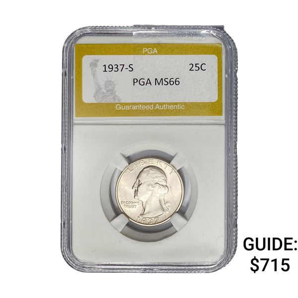 1937-S Washington Silver Quarter PGA MS66