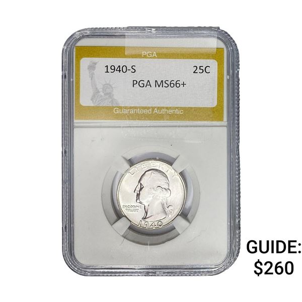 1940-S Washington Silver Quarter PGA MS66+
