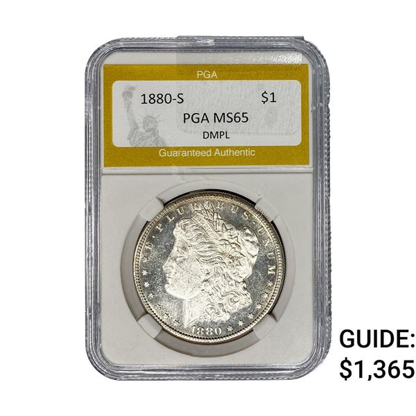 1880-S Morgan Silver Dollar PGA MS65 DMPL