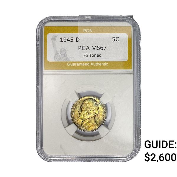 1945-D Jefferson Nickel PGA MS67 FS Toned