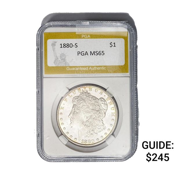 1880-S Morgan Silver Dollar PGA MS65