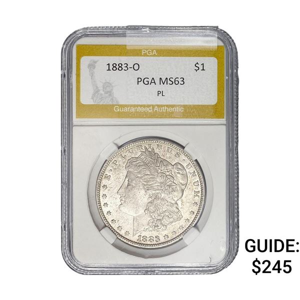 1883-O Morgan Silver Dollar PGA MS63 PL