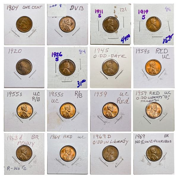 1904-1982 Better Date Indian and Lincoln Cent Lot [44 Coins]  HIGH GRADE