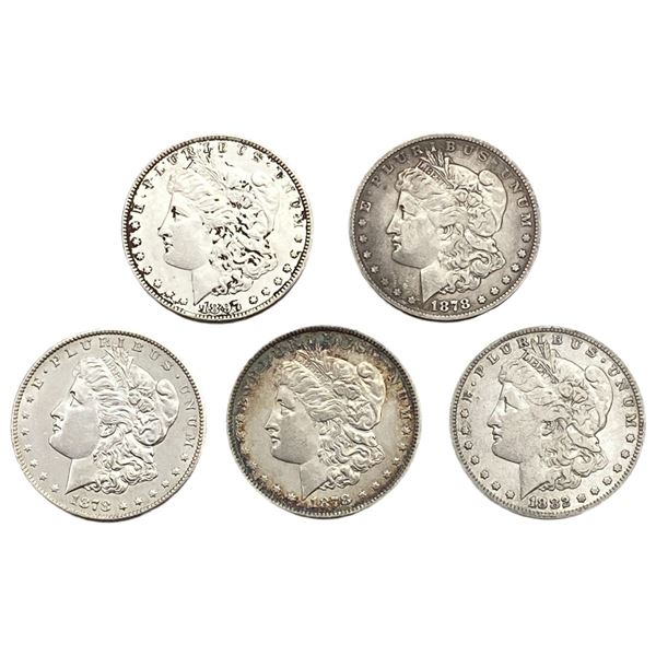 1878-1897 Morgan Silver Dollar Lot [5 Coins] HIGH GRADE