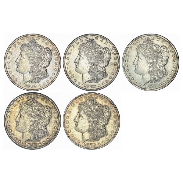 1878-1880 Varied Date Morgan Sil Dollar Lot [5 Coins] HIGH GRADE