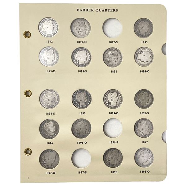 1892-1916 Near Complete Barber Quarter Set [64 Coins]
