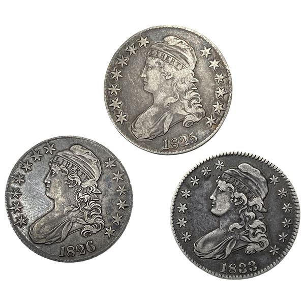 1825-1833 Capped Bust Half Dollar Lot [3 Coins]