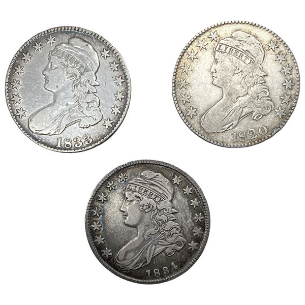 1820-1834 Capped Bust Half Dollar Lot [3 Coins]