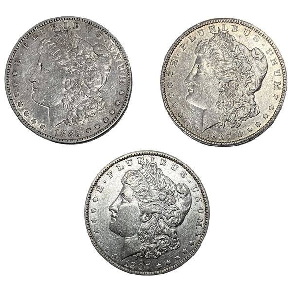 1885-1897 AU Better Date Morgan Silver Dollar[3 Coins]