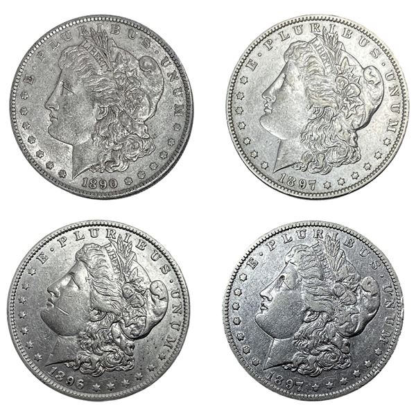 1890-1897 AU Better Date Morgan Silver Dollar [4 Coins]