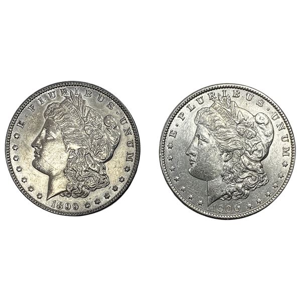 1899, 1900 UNC Better Date Morgan Silver Dollar [2 Coins]