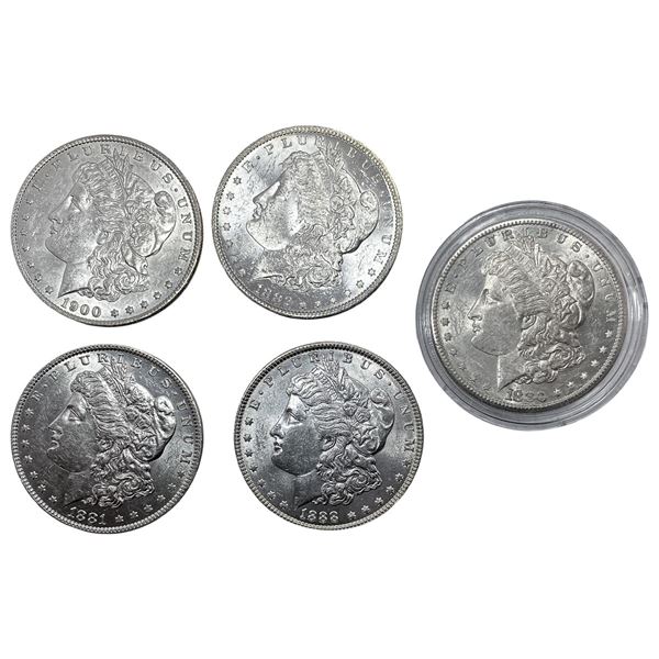 1880-1900 Choice BU Morgan Silver Dollar [5 Coins]