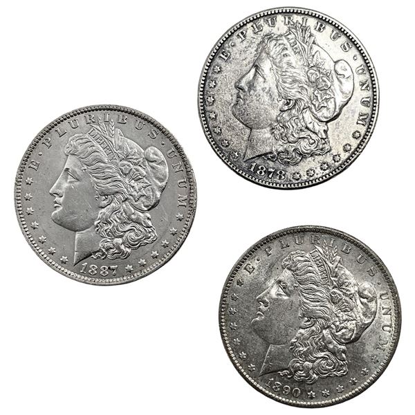 1878-1890 UNC Morgan Silver Dollar [3 Coins]