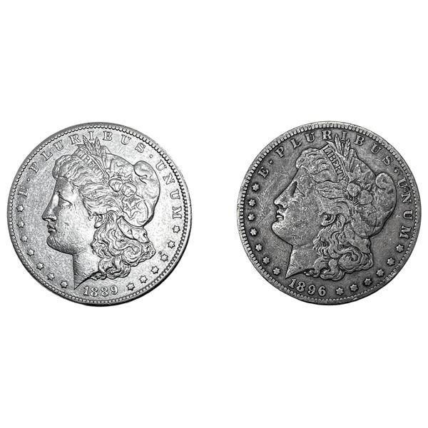 1889-S, 1896-S Better Date Morgan Silver Dollar [2 Coins]