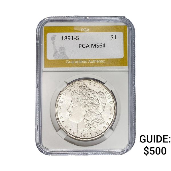 1891-S Morgan Silver Dollar PGA MS64