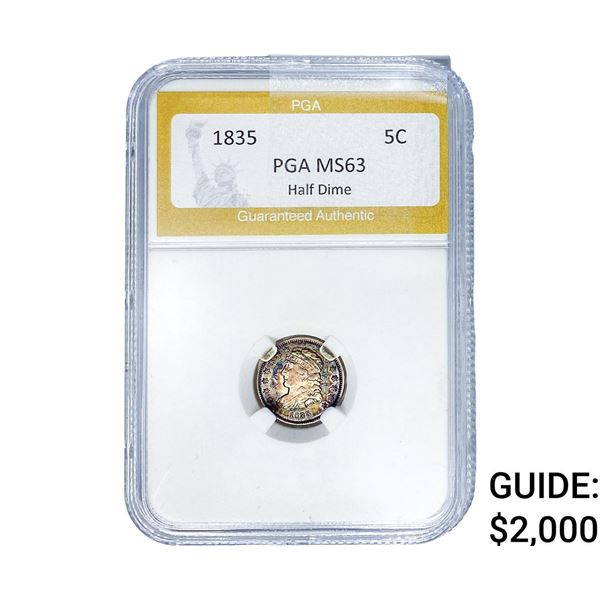 1835 Capped Bust Half Dime PGA MS63