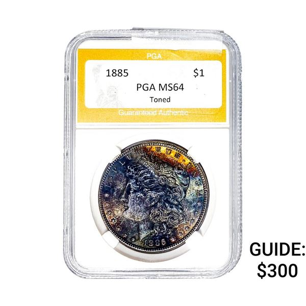 1885 Morgan Silver Dollar PGA MS64 Toner