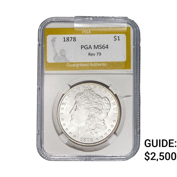 1878 Rev. 79 Morgan Silver Dollar PGA MS64