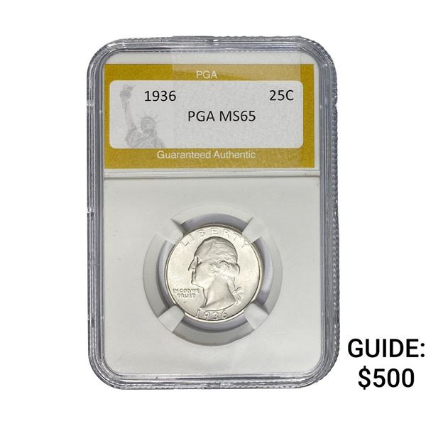 1936 Washington Silver Quarter PGA MS65