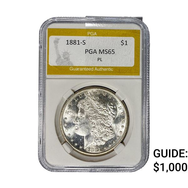 1881-S Morgan Silver Dollar PGA MS65 PL