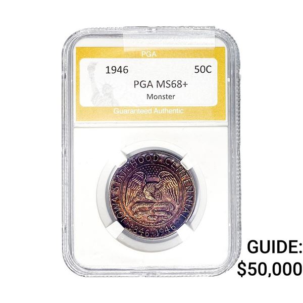 1946 Iowa Half Dollar PGA MS68+ Monster