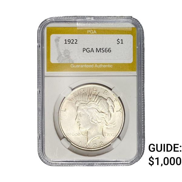 1922 Silver Peace Dollar PGA MS66