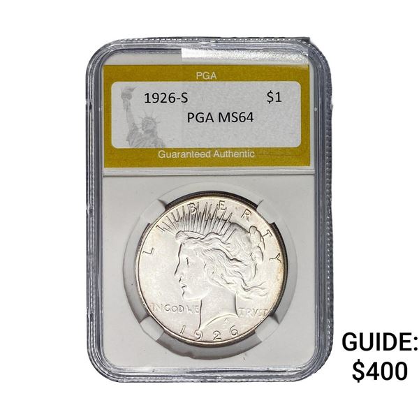 1926-S Silver Peace Dollar PGA MS64