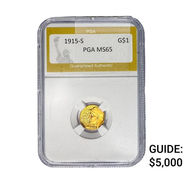 1915-S Pan-Pac Rare Gold Dollar PGA MS65
