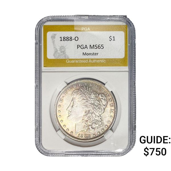 1888-O Morgan Silver Dollar PGA MS65 Monster
