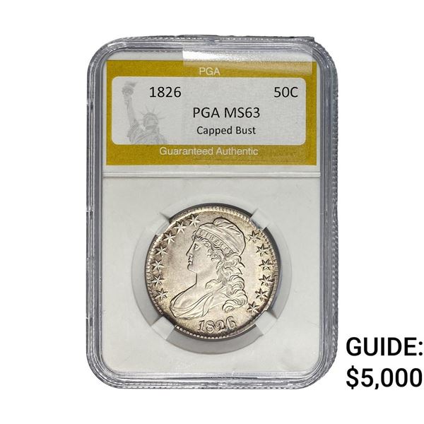 1826 Capped Bust Half Dollar PGA MS63