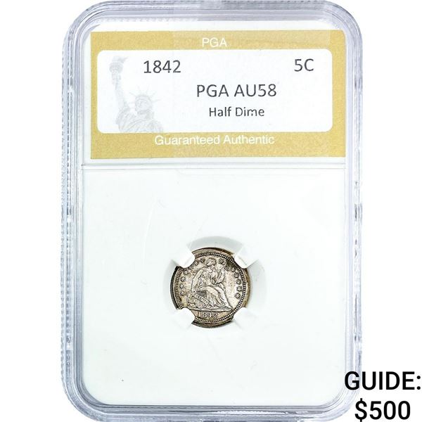 1842 Seated Liberty Half Dime PGA AU58