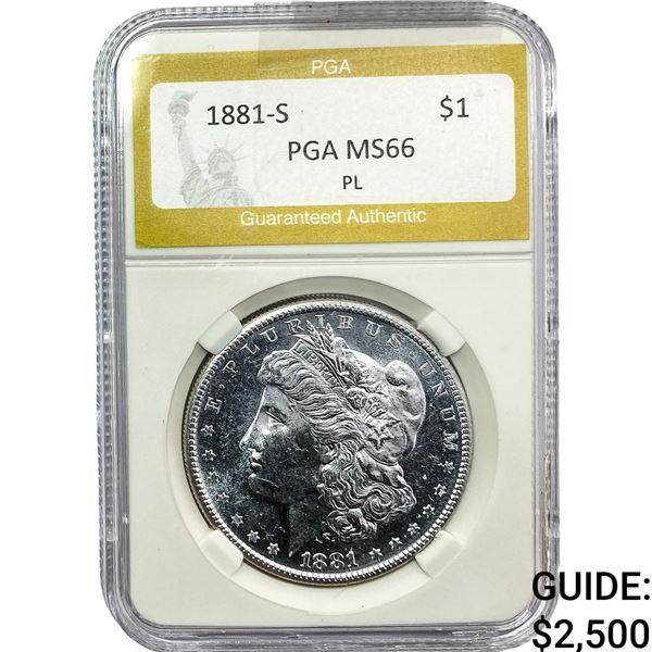 1881-S Morgan Silver Dollar PGA MS66 PL