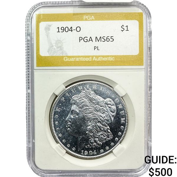 1904-O Morgan Silver Dollar PGA MS65 PL