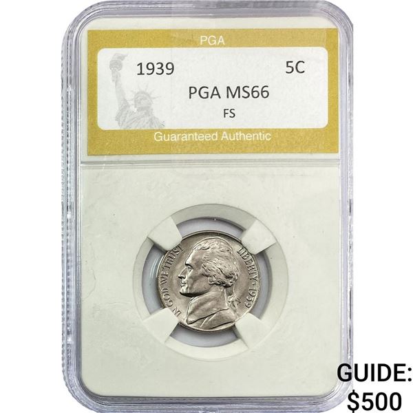 1939 Jefferson Nickel PGA MS66 FS