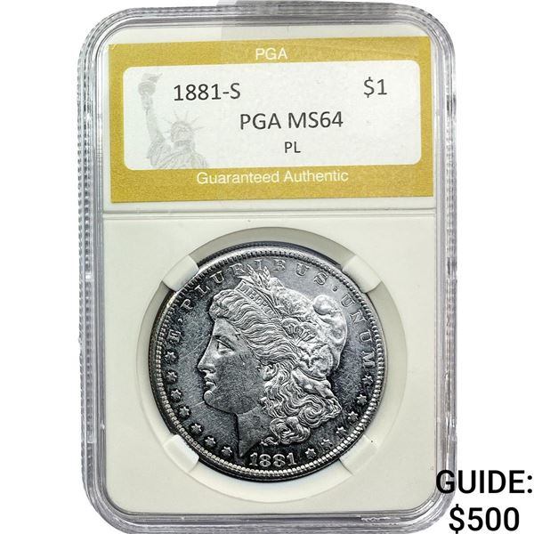 1881-S Morgan Silver Dollar PGA MS64 PL
