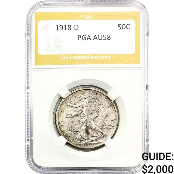 1918-D Walking Liberty Half Dollar PGA AU58