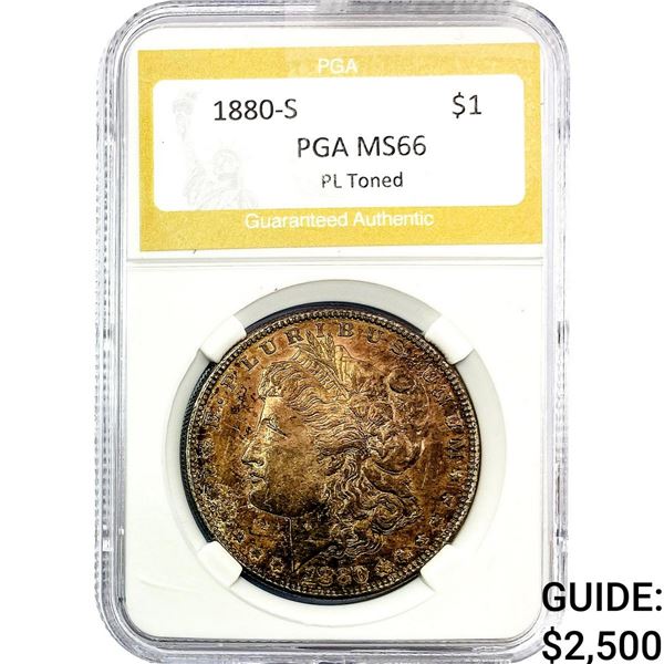 1880-S Morgan Silver Dollar PGA MS66 PL Toned