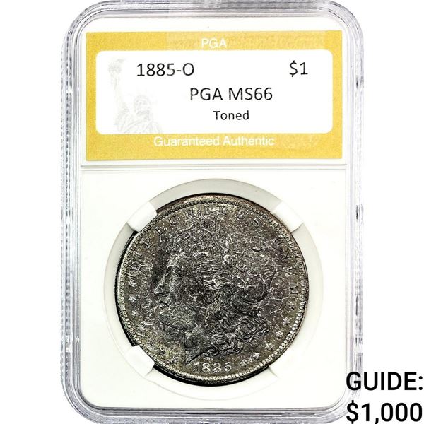 1885-O Morgan Silver Dollar PGA MS66 Toned