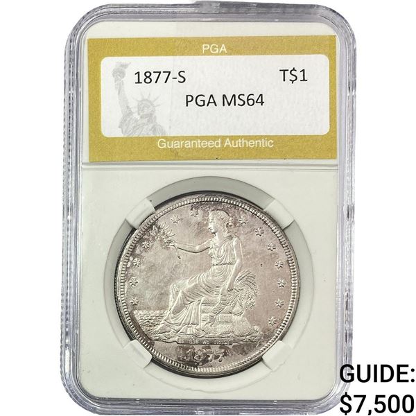 1877-S Silver Trade Dollar PGA MS64